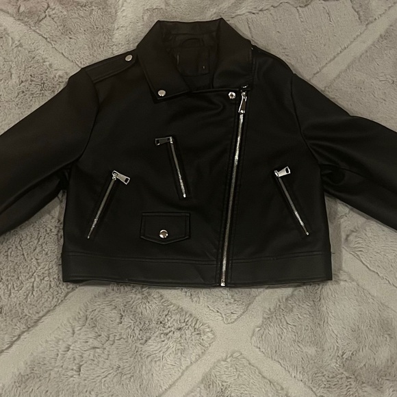 Black Faux Leather Biker Jacket - Picture 1 of 3